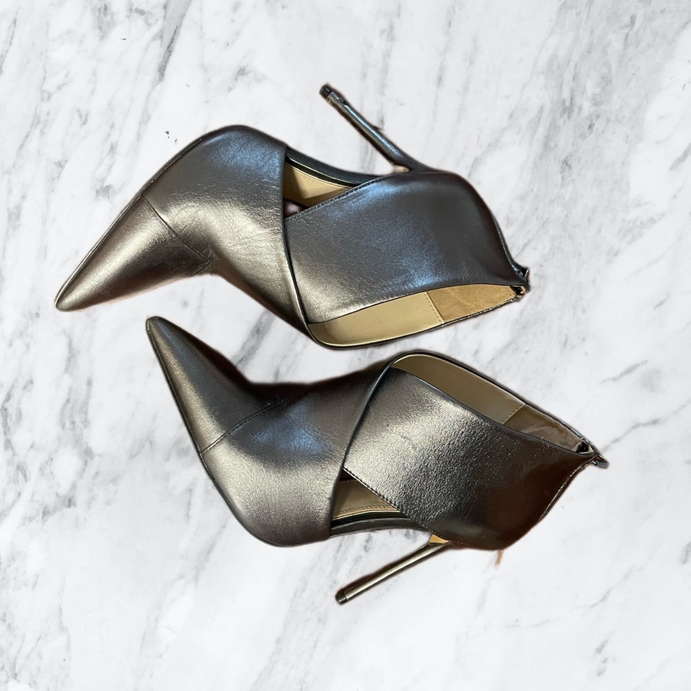 Zara metallic pewter ankle boots| shoes  | heels | size 38 | 7.5